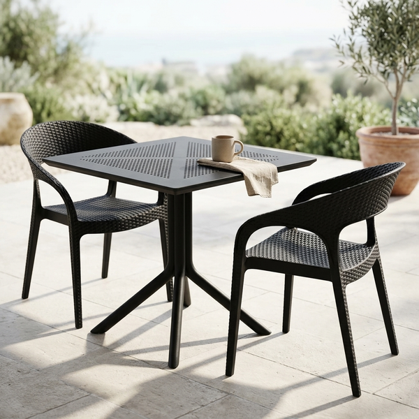 Perforated Table and Chair Set