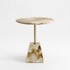 Round Marble-Style Pedestal Side Table