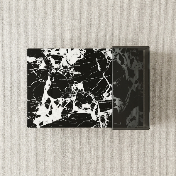 Modern Black Marble-Look Rectangular Coffee Table