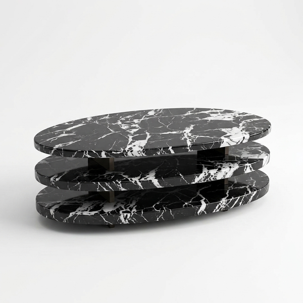 Modern Layered Marble-Look Coffee Table