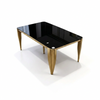 Modern Luxury Black Glass Dining Table with Gold Finish