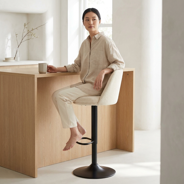 Modern Adjustable Bar Stool with Padded Seat