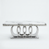 Modern Rectangular Dining Table with Decorative Metal Base