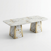 Modern Marble-Style Rectangular Dining Table