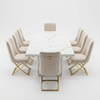 Modern Marble-Style Dining Table Set with Upholstered Chairs