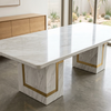 Luxury Marble Dining Table with Gold Inlay