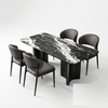 Modern Dark Marble-Look Dining Table and Chair Set