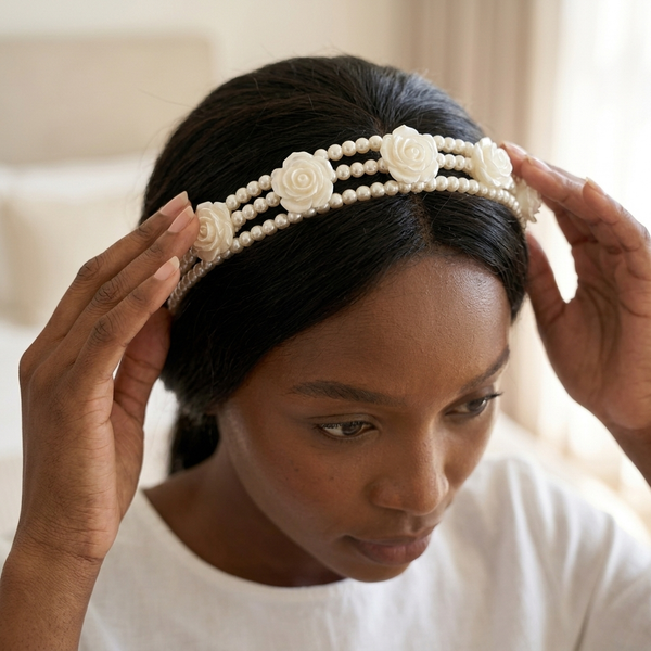 Pearl Rose Layered Headband