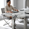 Modern Marble-Look Dining Table and Chair Set