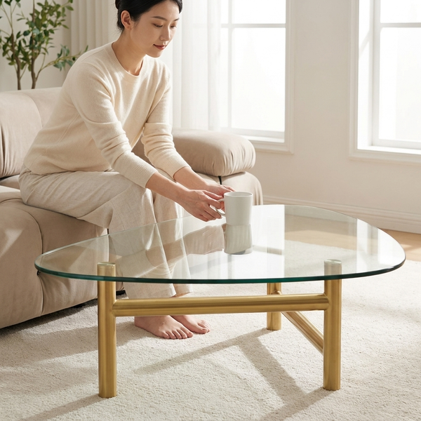 Oval Glass Coffee Table