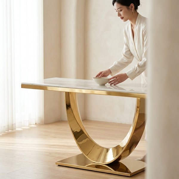 Modern Gold-Tone Console Table