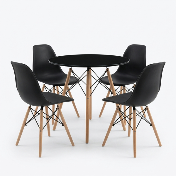 Modern Round Glass Dining Table and Chair Set