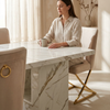 Modern Marble-Style Dining Table Set with Upholstered Chairs