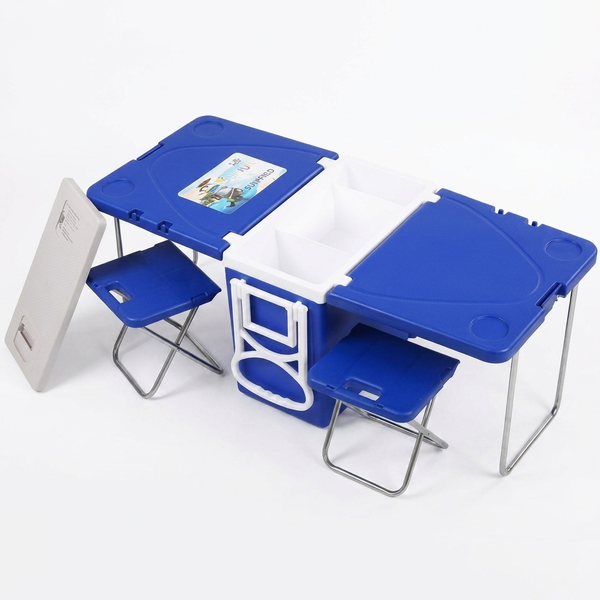 28L Cooler Box and Folding Table Chair Set Blue
