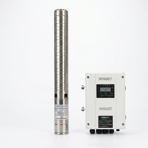 4ssHi H3.5 260 280V 2200W Borehole Pump and control unit on a white background.