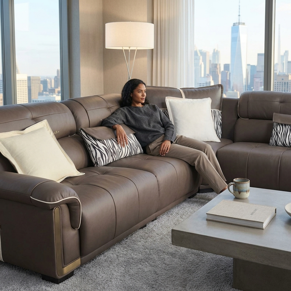 L-Shaped Sectional Sofa with a comfortable seating arrangement and stylish decor in a modern living room setting.