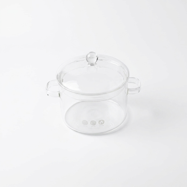 Charming Transparent Borosilicate Glass Pot With Lid 14cm