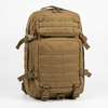 Tactical Coyote Brown Rucksack showcasing multi-compartment design and adjustable straps for outdoor activities.