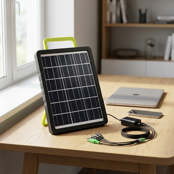 8W Solar Panel with Inbuilt Battery and Rear Flashlight Portable Charging Kit