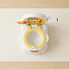 Childrens Potty Training Toilet with Backrest top view showing lion design, raised backrest, and side toilet-paper holder.