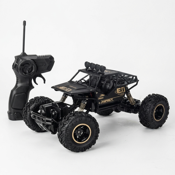 4WD Remote Control Off-Road Rock Crawler Truck with remote controller, designed for rugged terrains.