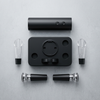 Electric Wine Opener Set with Bottle Accessories featuring a black opener and matching accessories on a compact base.