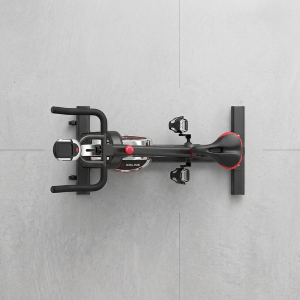 Indoor Spin Bike with Digital Display & Flywheel top view showcasing sturdy frame and dual-handlebar setup.