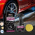 Professional Car Wheel Rim & Tire Cleaning Agent on display with a vibrant red car and shining wheel.