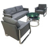 Benya Professional Leather Office Couch with matching chairs and a round coffee table, ideal for modern office spaces.