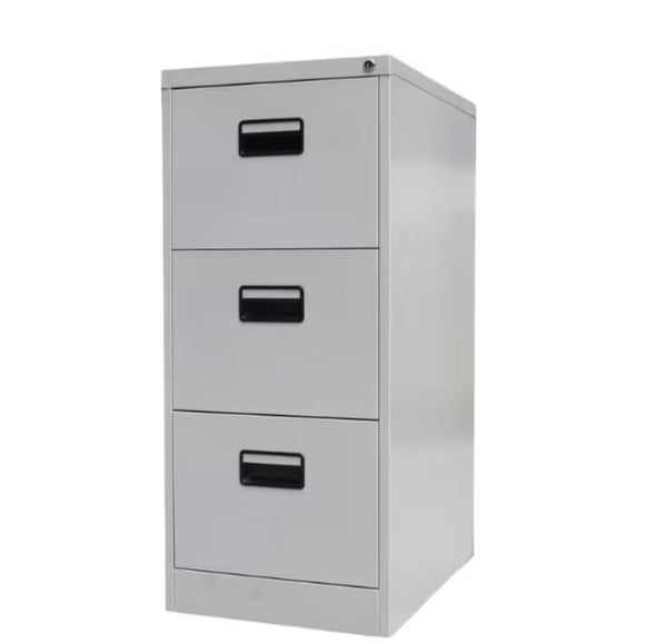 3-Drawer Heavy Duty Steel Filing Cabinet in a sleek gray finish, ideal for office organization and document storage.