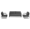 Mason Industrial Executive Office Couch with two matching chairs in gray fabric and modern metal frame.