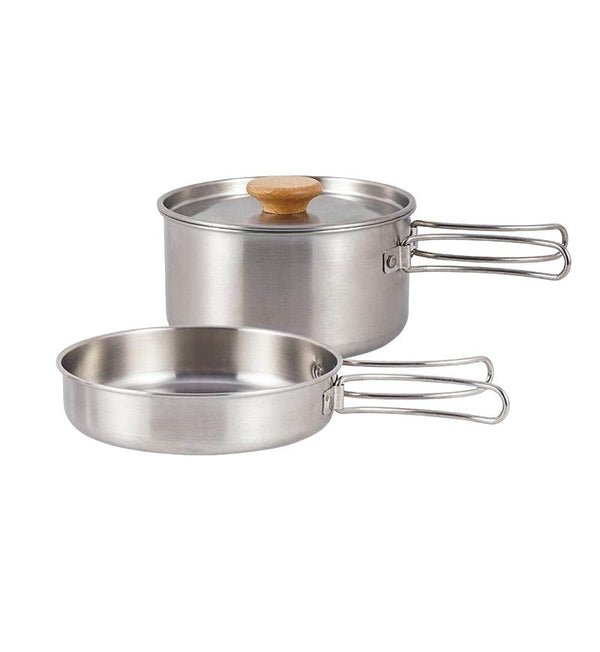 Soup Pot Pan Set of 2 Stainless Steel Cooking Pots with lid and handle.