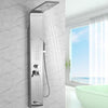 Silver Stainless Steel Shower Column Panel featuring modern design and multiple water output modes.