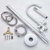 Free Standing Chrome Bath Mixer components, including spout, hose, and accessories for modern bathrooms.