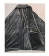 USB Heated Electric Shawl Blanket in soft gray plush fabric with a pocket for holding devices.