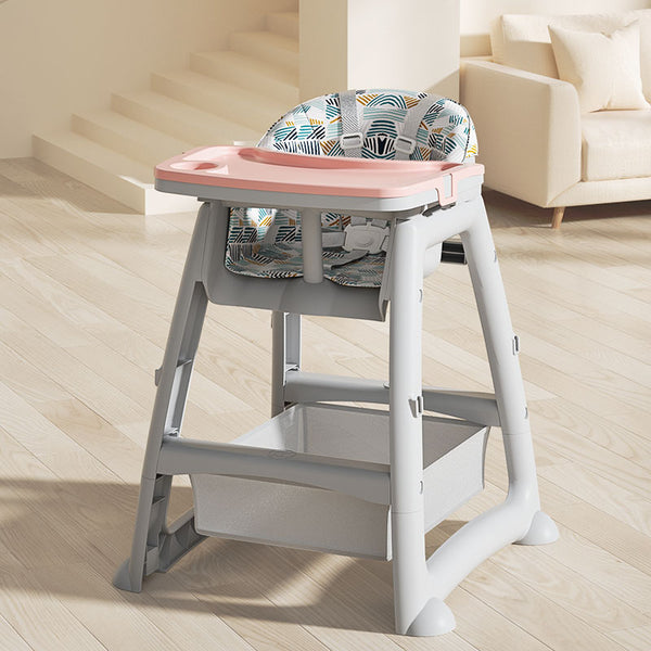Secure Adjustable High Chair with 5-Point Safety Harness in a modern kitchen setting.