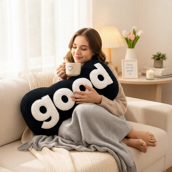 Lettered Corduroy Plush Throw Pillow