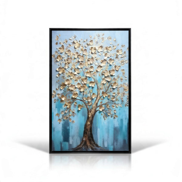 Golden Abstract Tree Canvas Wall Art