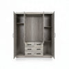 4-Door Wooden Wardrobe Armoire with Dual Mirrors & 6 Drawers