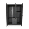 3-Door Mirrored Wardrobe with Drawers