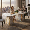 Modern Marble-Style Rectangular Dining Table