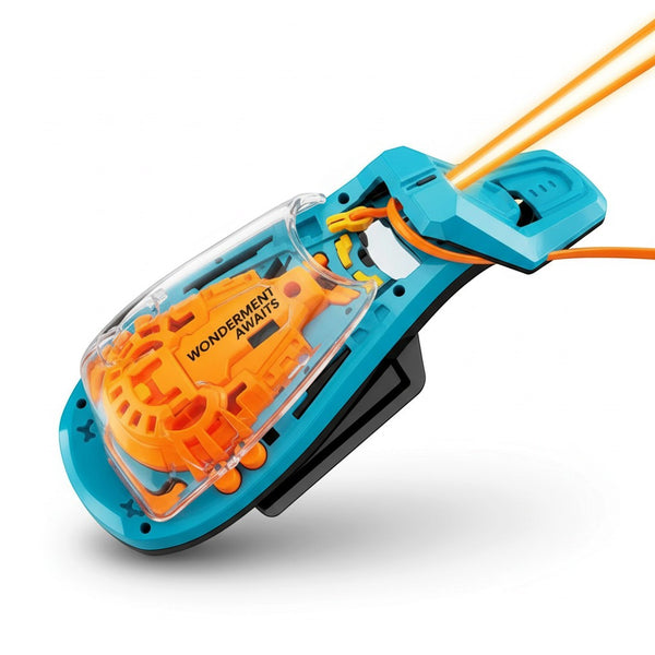Kids Spider Web Shooter Wrist Launcher Toy Glove Set showcasing innovative design with bright colors and string-launching mechanism.