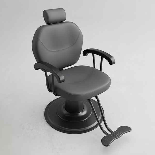 Black Salon Styling Chair with Footrest