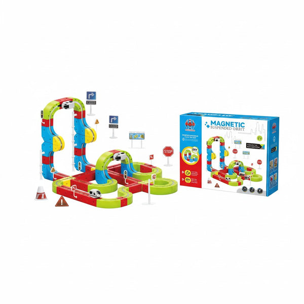Magnetic Vehicle Track Toy Set with colorful road layout, interactive vehicles, and road-themed accessories.
