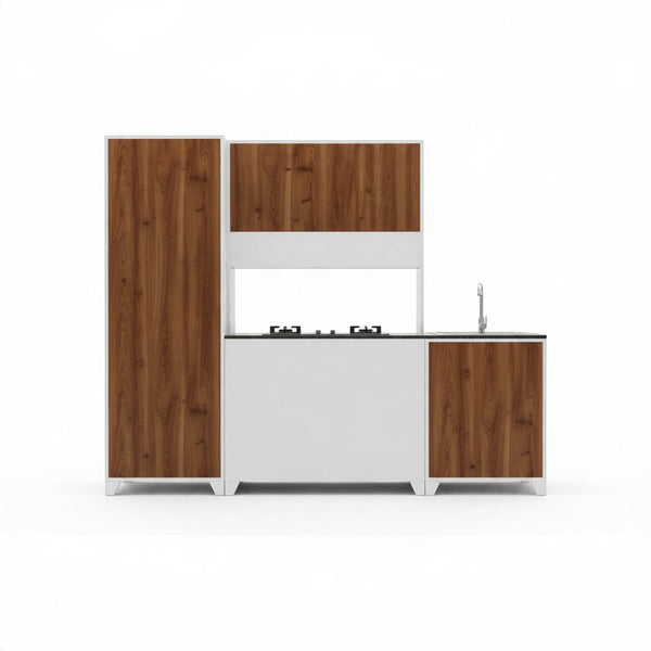 Multi-Piece Modular Kitchen Unit in a Brown and White Finish