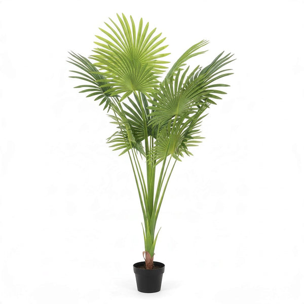 Artificial Palm Tree in Nursery Pot with lush green fronds and a modern black pot for home or office decor.