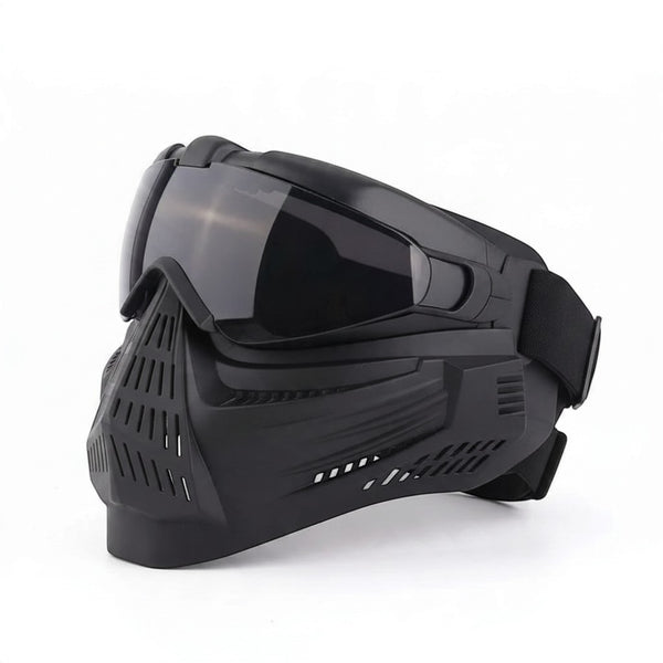 Tactical Full-Face Protective Mask with Integrated Goggles