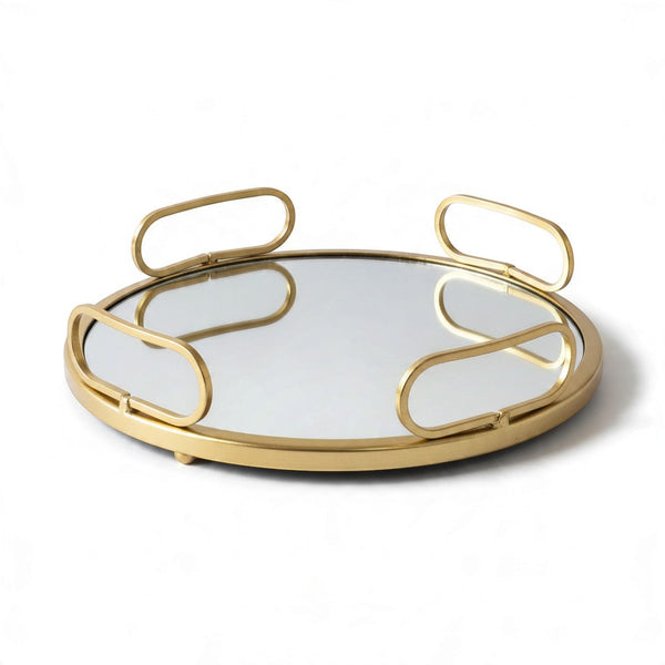 Gold Metal Mirror Decor Tray Medium