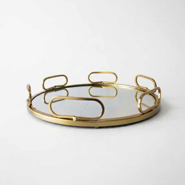 Gold Metal Mirror Decor Tray Large