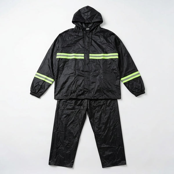 One Size Rain Coat with Reflective Strips